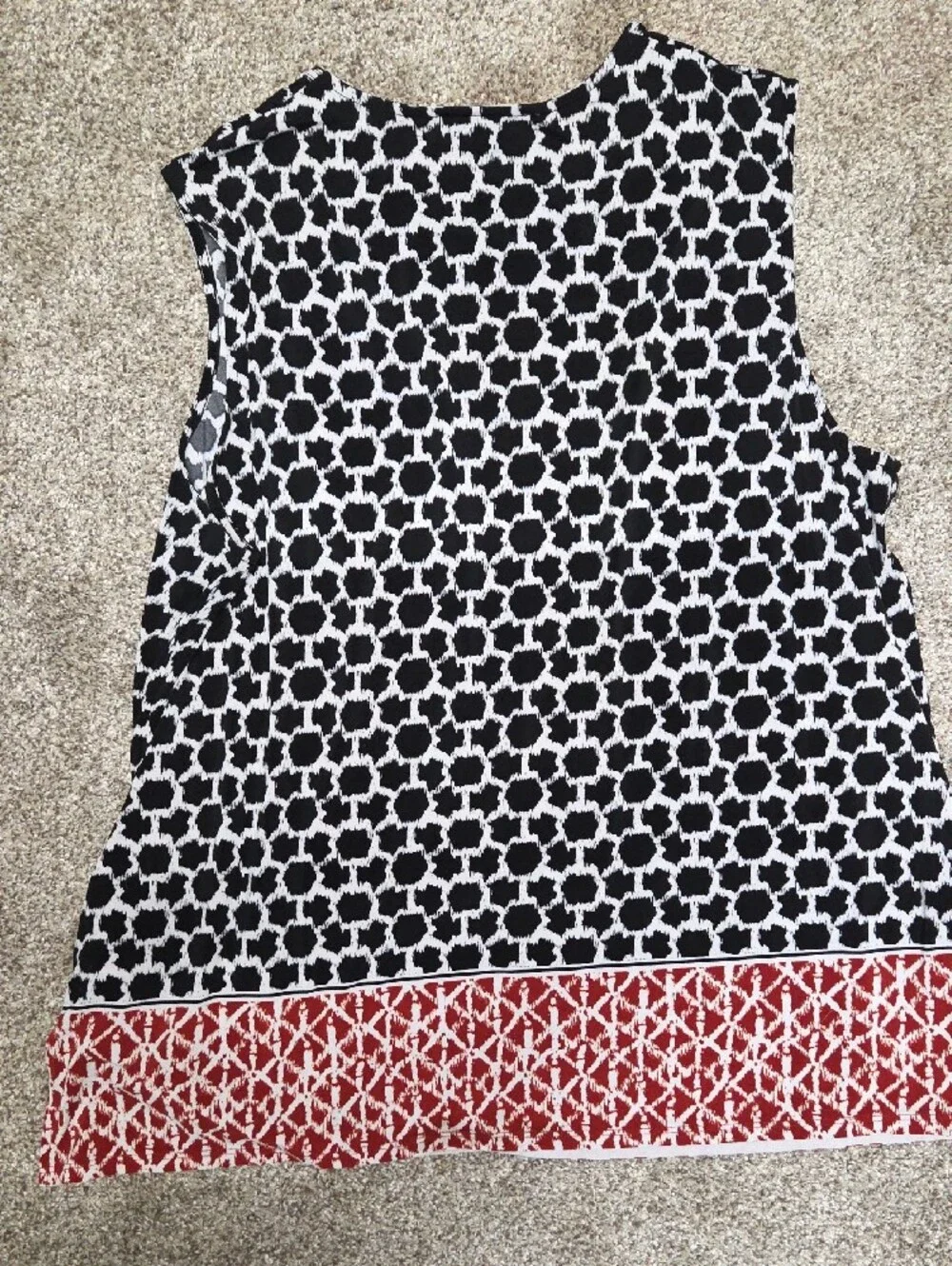 Jones Studio Sleeveless Black & White Geometric Print Blouse Top Womens Size 2x